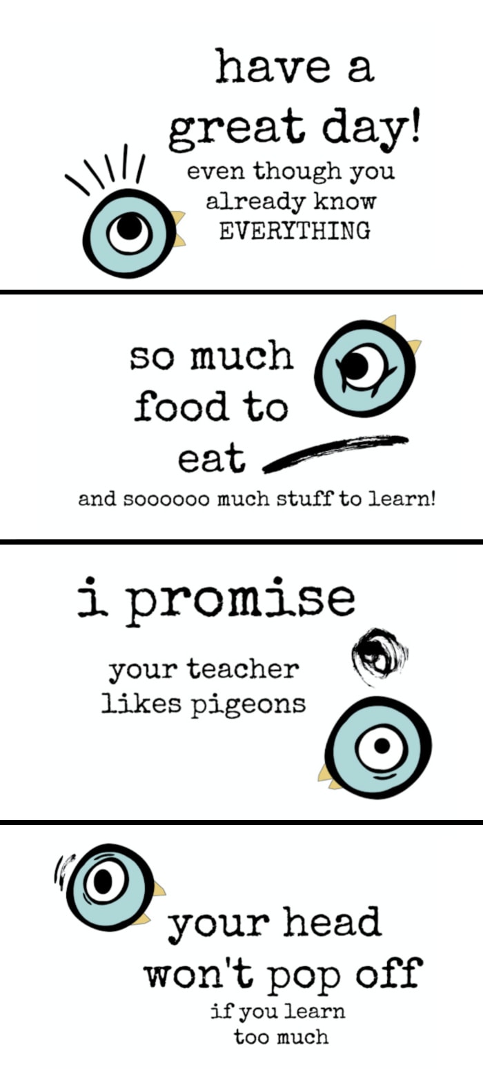 Free printable lunch notes with Mo Willems