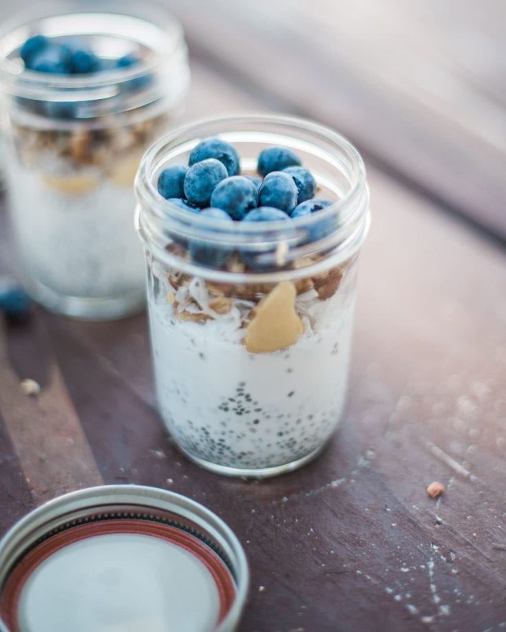 chia pudding with blueberries