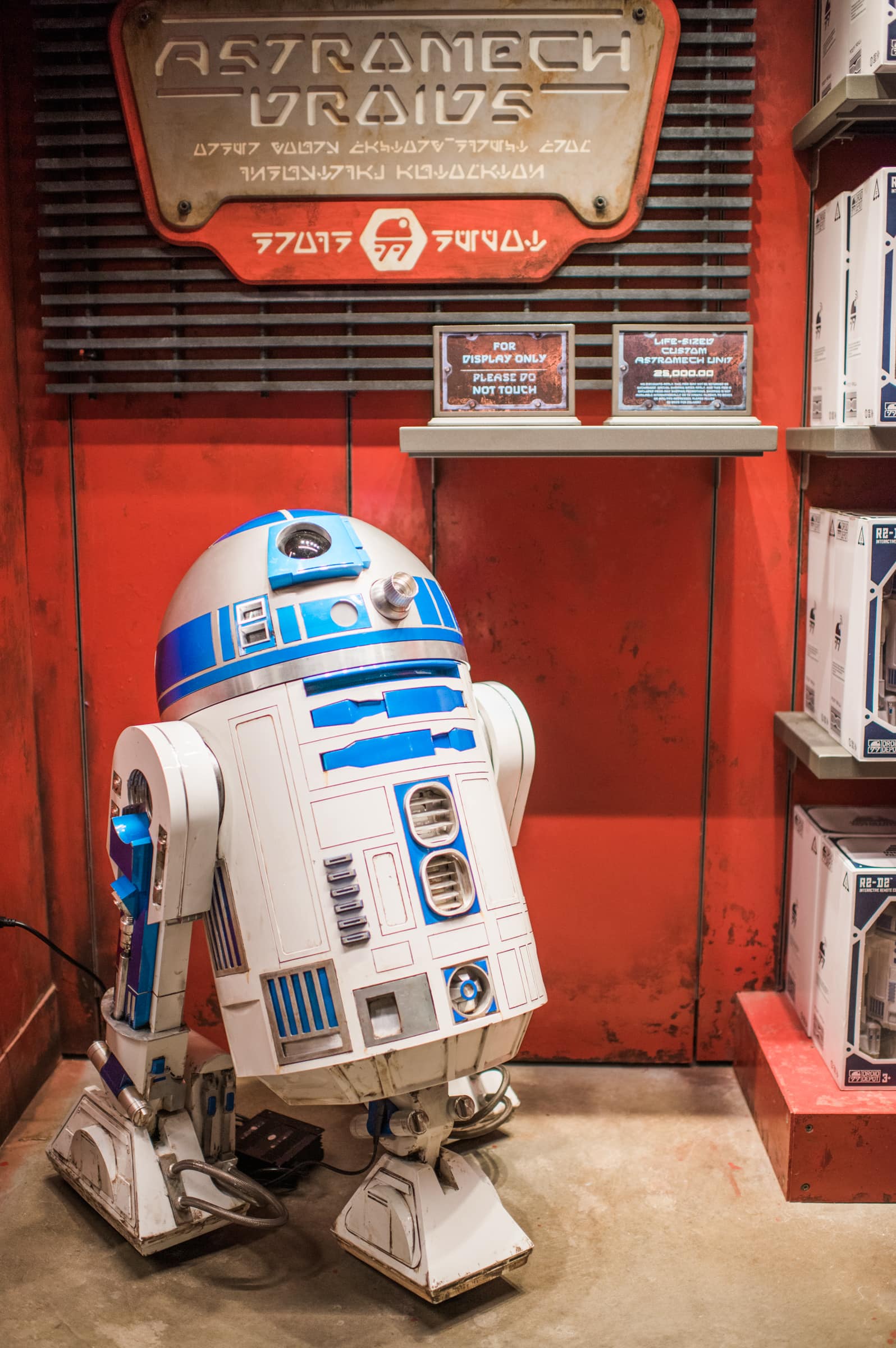 R2D2 in gift shop at Droid Depot