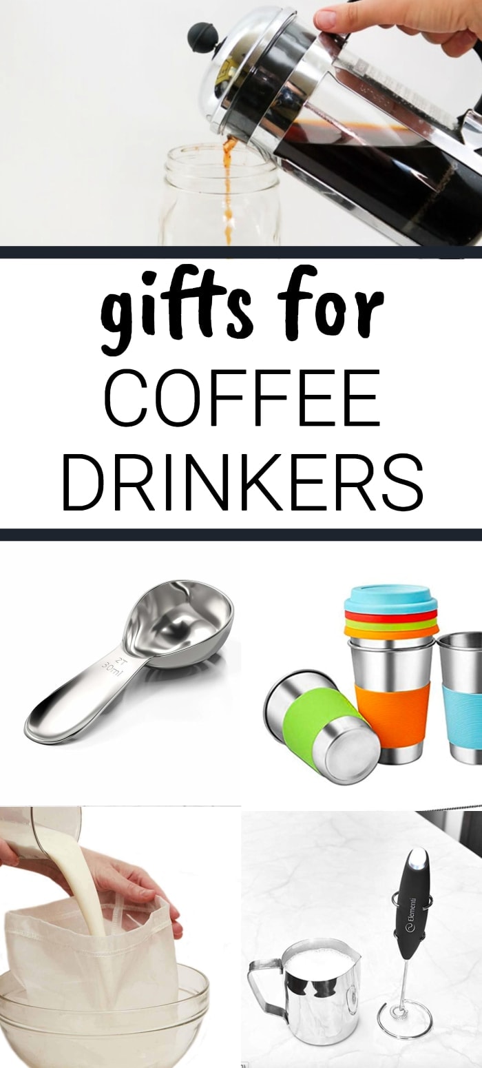 Coffee gifts including scoops presses cups mixers and all things useful for people who love coffee