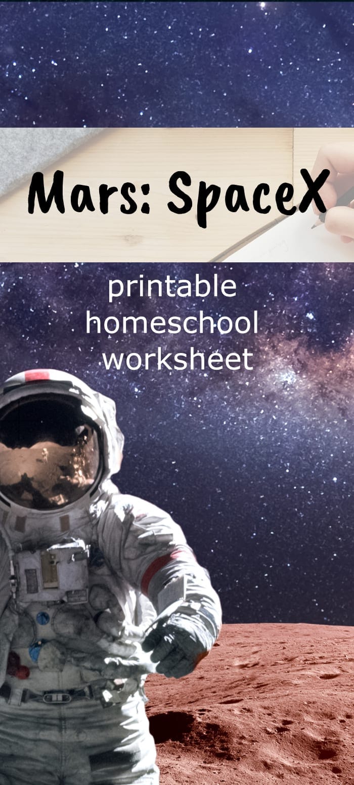 Mars spacex printable homeschool worksheet