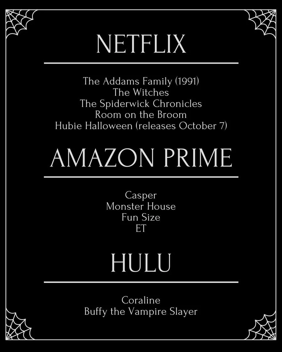 Halloween streaming shows on netflix amazon prime and hulu