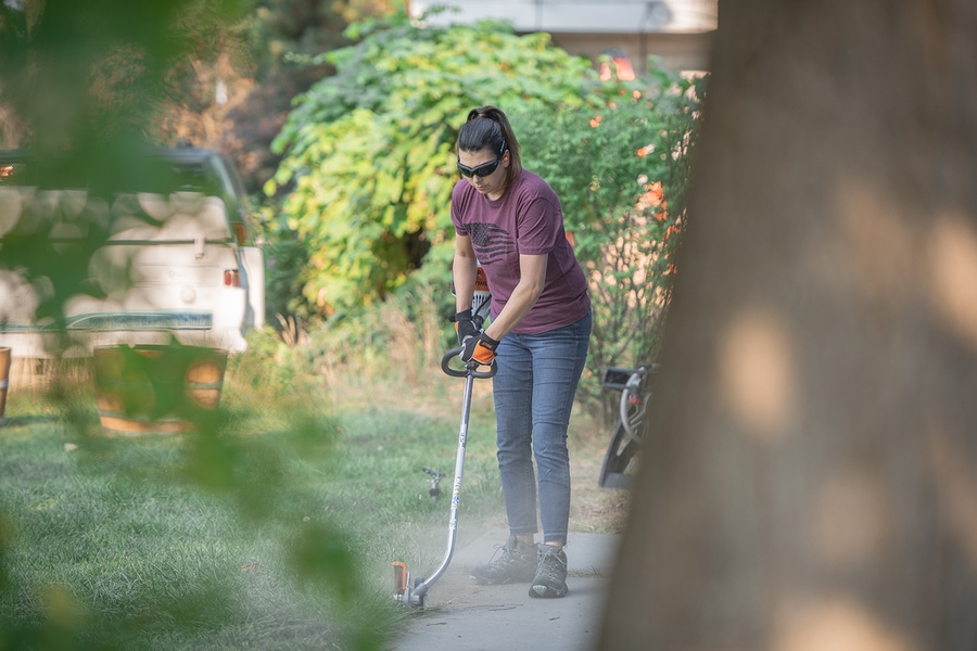 Use stihl edger to keep lawn edge straight