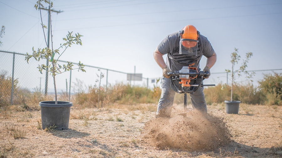 Using stihl bt 131 to plant fruit trees
