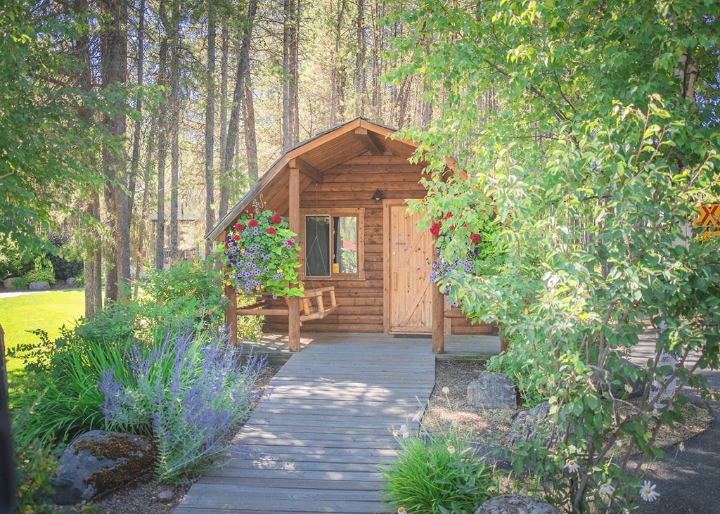 Cabin in the woods at koa campground in glacier national park
