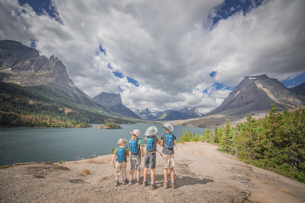 Family hiking with kids is one of the things to do in glacier national park