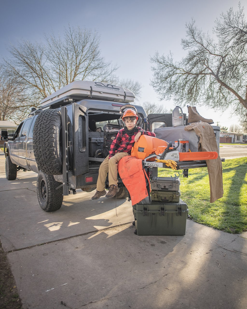 Truck equiped with stihl wood boss ms251 truck gear