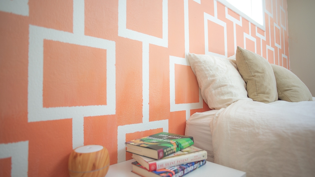 Ombre wall with stencils