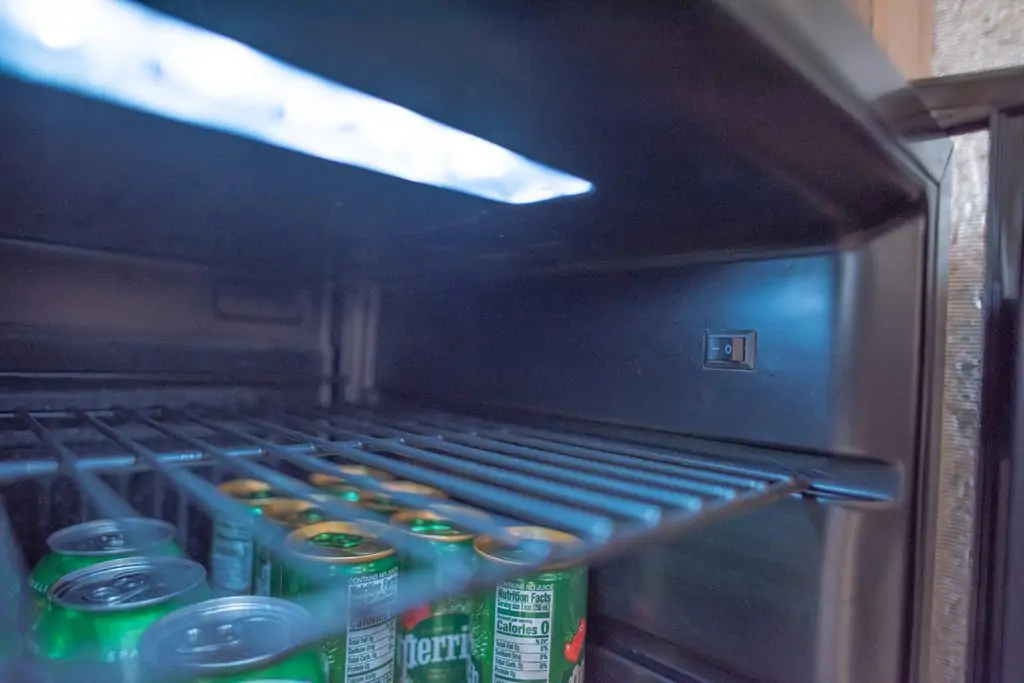 LED light in mini refrigerator