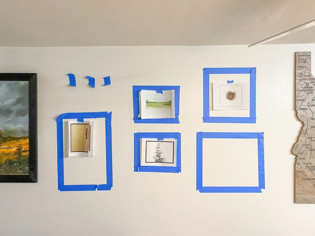 Using painters tape to layout a gallery wall