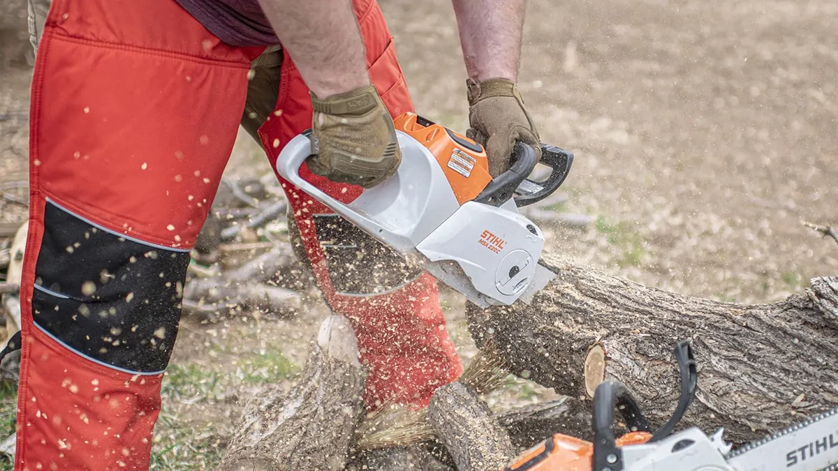 Make quick work of downed tree branches with a stihl battery powered chainsaws