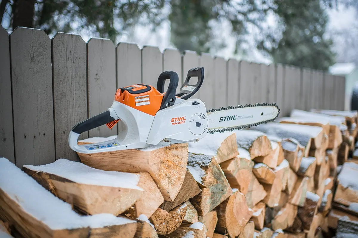 Stihl msa 220 is the best battery powered chansaw for 2022 holiday gift guide